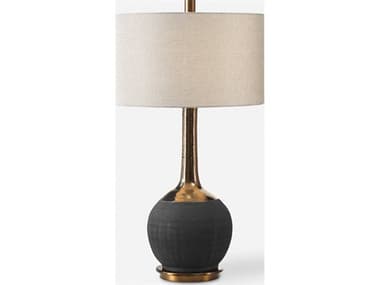 Uttermost Arnav Matte Black Round Hardback Drum Bronze Buffet Lamp UT27779