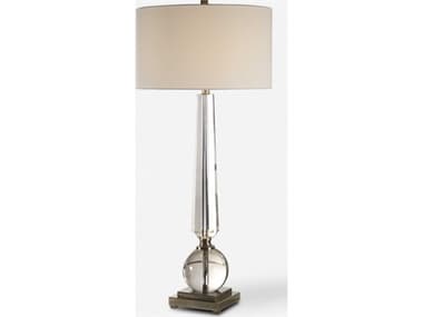 Uttermost Crista Crystal Clear Round Hardback Drum Nickel Buffet Lamp UT27883