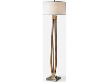 Uttermost Boydton Burnished Honey Round Hardback Drum Wood Floor Lamp UT28105
