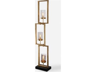 Uttermost Cielo Antiqued Gold Leaf Glass Floor Lamp UT281891