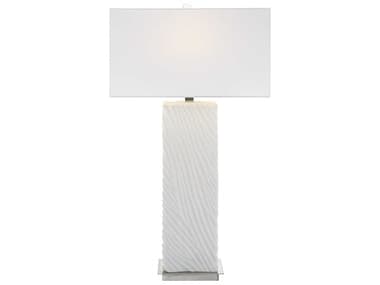 Uttermost Pillar White Marble Brushed Nickel Rectangle Hardback Buffet Lamp UT30066