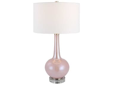 Uttermost Rosa Blush Pink Round Hardback Drum Crystal Glass Buffet Lamp UT30144