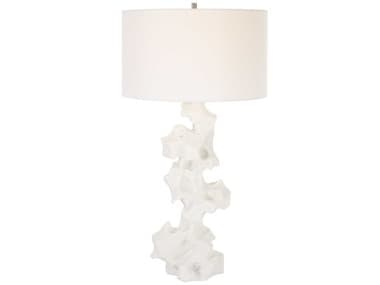 Uttermost Remnant White Round Drum Hardback Shade Buffet Lamp UT30198