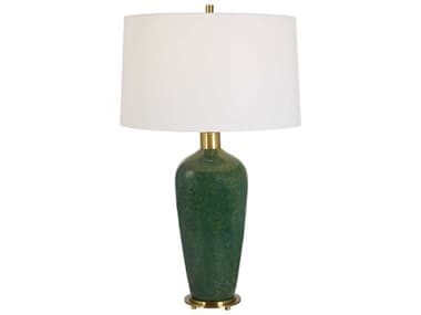 Uttermost Verdell Mottle Dark Mossy Green Round Hardback Buffet Lamp UT30226