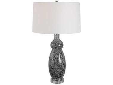 Uttermost Velino Brushed Nickel Round Hardback Shade Glass Buffet Lamp UT30228