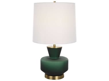Uttermost Trentino Dark Emerald Green Tapered Round Hardback Glass Buffet Lamp UT302321