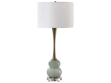 Uttermost Sanctuary Round Drum Hardback Green Buffet Lamp UT302981