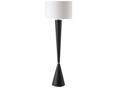 Uttermost Layla Textured Black Round Drum Hardback Floor Lamp UT30351