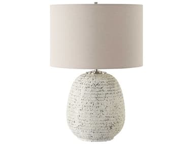 Uttermost Danala Distressed Stone Ivory Round Drum Hardback White Buffet Lamp UT303681