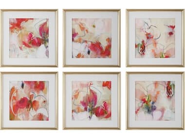 Uttermost Fresh Start Red Abstract Prints Set of 6 UT32340