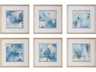 Uttermost Fresh Start Blue Abstract Prints Set of 6 UT32354