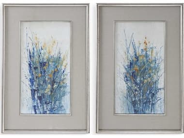 Uttermost Indigo Florals Framed Art Set of 2 UT41558