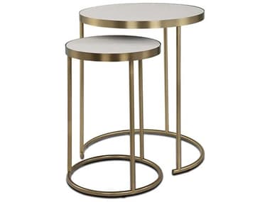 Uttermost Aragon Round Faux Leather Brass End Table UT50007