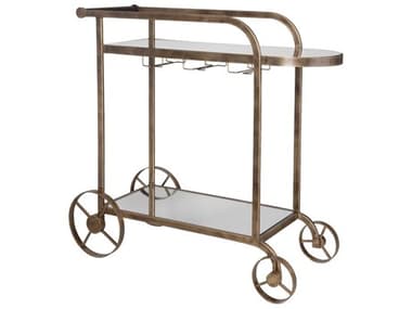 Uttermost Carrinho Glass Antique Brass Bar Cart UT50016