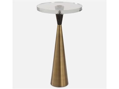 Uttermost Holton Round Clear Brushed Brass End Table UT50077