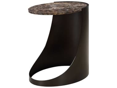 Uttermost Welling Oval Marble Chocolate Brown Black End Table UT50095