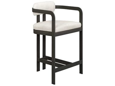 Uttermost Outdoor Kalmar Java Black Steel Cushion Counter Stool UTO23947