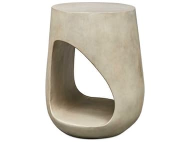 Uttermost Outdoor Lithos Warm Gray Faux Wood Round End Table UTO50255