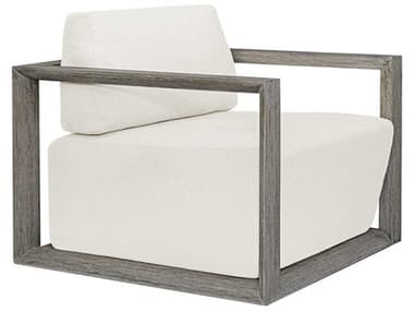 Uttermost Outdoor Remsen Weathered Gray Oyster White Wood Cushion Lounge Chair UTO53002