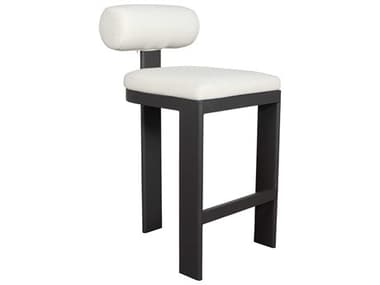 Uttermost Outdoor Bolster Back Java Black Oyster White Aluminum Cushion Bar Stool UTO53046