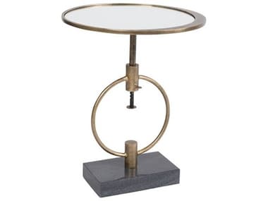 Vanguard Furniture Montgomery Barry Goralnick Round Mirror French Brass black End Table VANG217EE