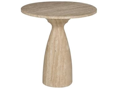 Vanguard Furniture Rockford Round Stone Weathered Travertine End Table VANP105E