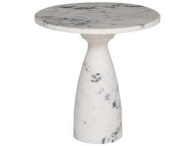 Vanguard Furniture Rockford Round Stone Ambaji White End Table VANP106E