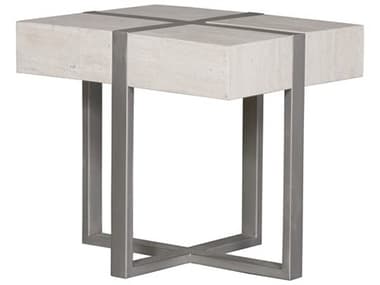 Vanguard Furniture Formation Rectangular Stone Formation Nickel white Travertine End Table VANP462L