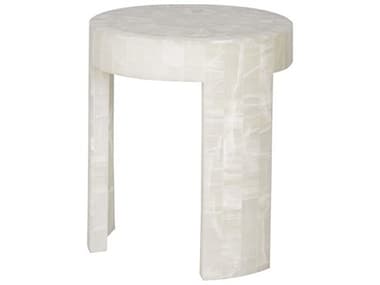 Vanguard Furniture Meridian Round Stone Bricked Cloud Onyx End Table VANP568E