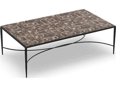 Vanguard Furniture Sabine Rectangular Stone Textured Bronze Base Black Onyx Top Coffee Table VANP660CRBO