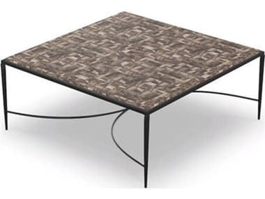 Vanguard Furniture Sabine Square Stone Textured Bronze Base Black Onyx Top Coffee Table VANP660CSBO