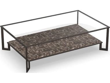 Vanguard Furniture Rocco Rectangular Glass Dark Bronze Base Blanck Onyx Shelf Coffee Table VANP664CRBO