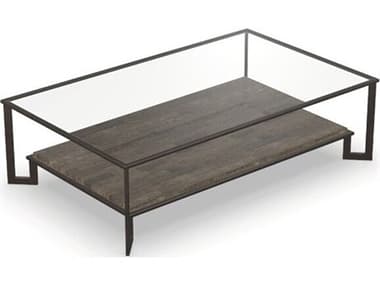 Vanguard Furniture Rocco Rectangular Glass Dark Bronze Base Coconut Fiber Shelf Coffee Table VANP664CRCT