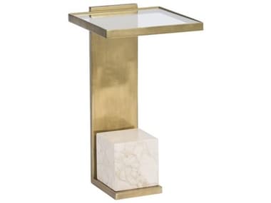 Vanguard Furniture Vance Rectangular Glass Antique Brass Cream End Table VANP716EE