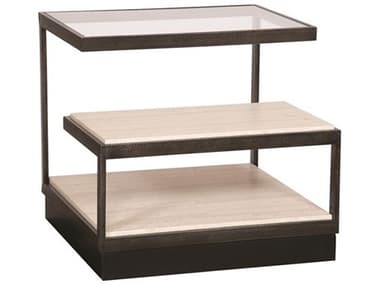 Vanguard Furniture Delmont Michael Weiss Square Glass Black Textured White End Table VANW208ETM