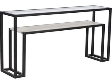 Vanguard Furniture Talbot Michael Weiss Rectangular Glass Textured Black white Console Table VANW360STM