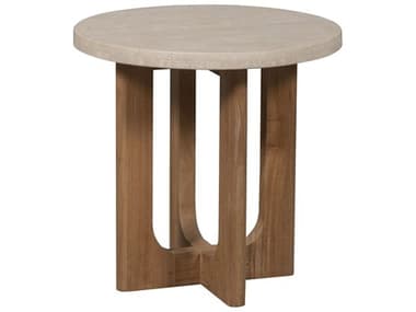 Vanguard Furniture Outdoor Bliss End Table- Wood & Travertine VAOO295E2