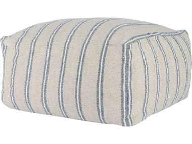 Villa by Classic Home Demi Natural Blue Upholstered Pouf VCHVP10016