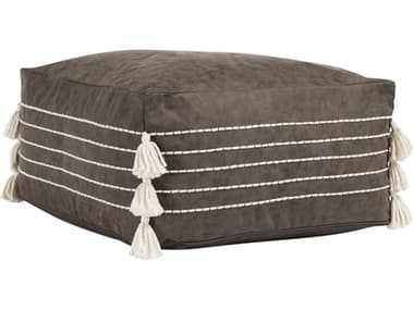 Villa by Classic Home Ezekiel Brown Upholstered Pouf VCHVP10023