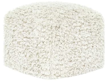 Villa by Classic Home Carters Ivory White Upholstered Pouf VCHVP12215