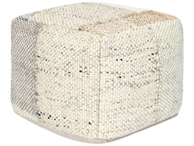 Villa by Classic Home Ritsa Multi White Upholstered Pouf VCHVP12216