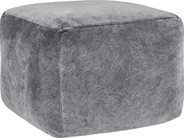 Villa by Classic Home Heirloom Stone Gray Upholstered Pouf VCHVP12217