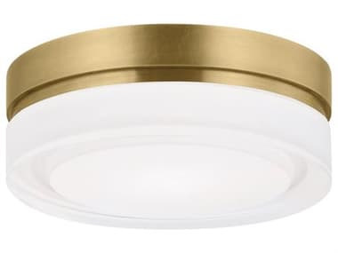 Visual Comfort Modern Cirque 3" 1-Light Natural Brass Round Flush Mount VCM700CQSNB