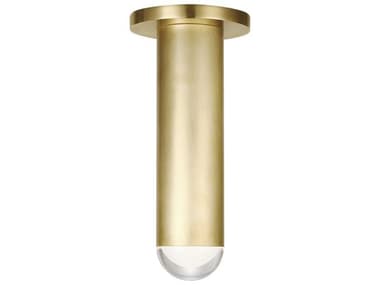 Visual Comfort Modern Ebell 4" 1-Light Natural Brass Cylinder Flush Mount VCM700FMEBL10NBLED927
