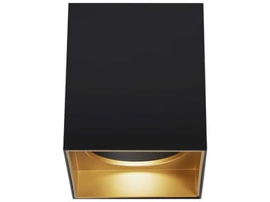 Visual Comfort Modern Exo 5" 1-Light Matte Black Gold Haze Flush Mount VCM700FMEXO6BG