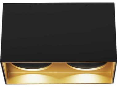 Visual Comfort Modern Exo 10" 2-Light Matte Black Gold Haze Flush Mount VCM700FMEXOD6BG