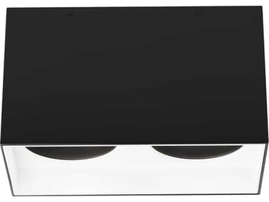 Visual Comfort Modern Exo 10" 2-Light Matte Black White Flush Mount VCM700FMEXOD6BW