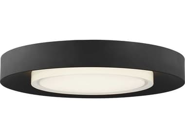 Visual Comfort Modern Hilo 16" 1-Light Nightshade Black Round Flush Mount VCM700FMHLO16BLED927