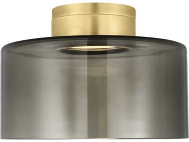 Visual Comfort Modern Manette 11" 1-Light Natural Brass Gray Flush Mount VCM700FMMANLTKNB