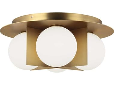 Visual Comfort Modern Orbel 15" 4-Light Aged Brass Globe Flush Mount VCM700FMOBLR